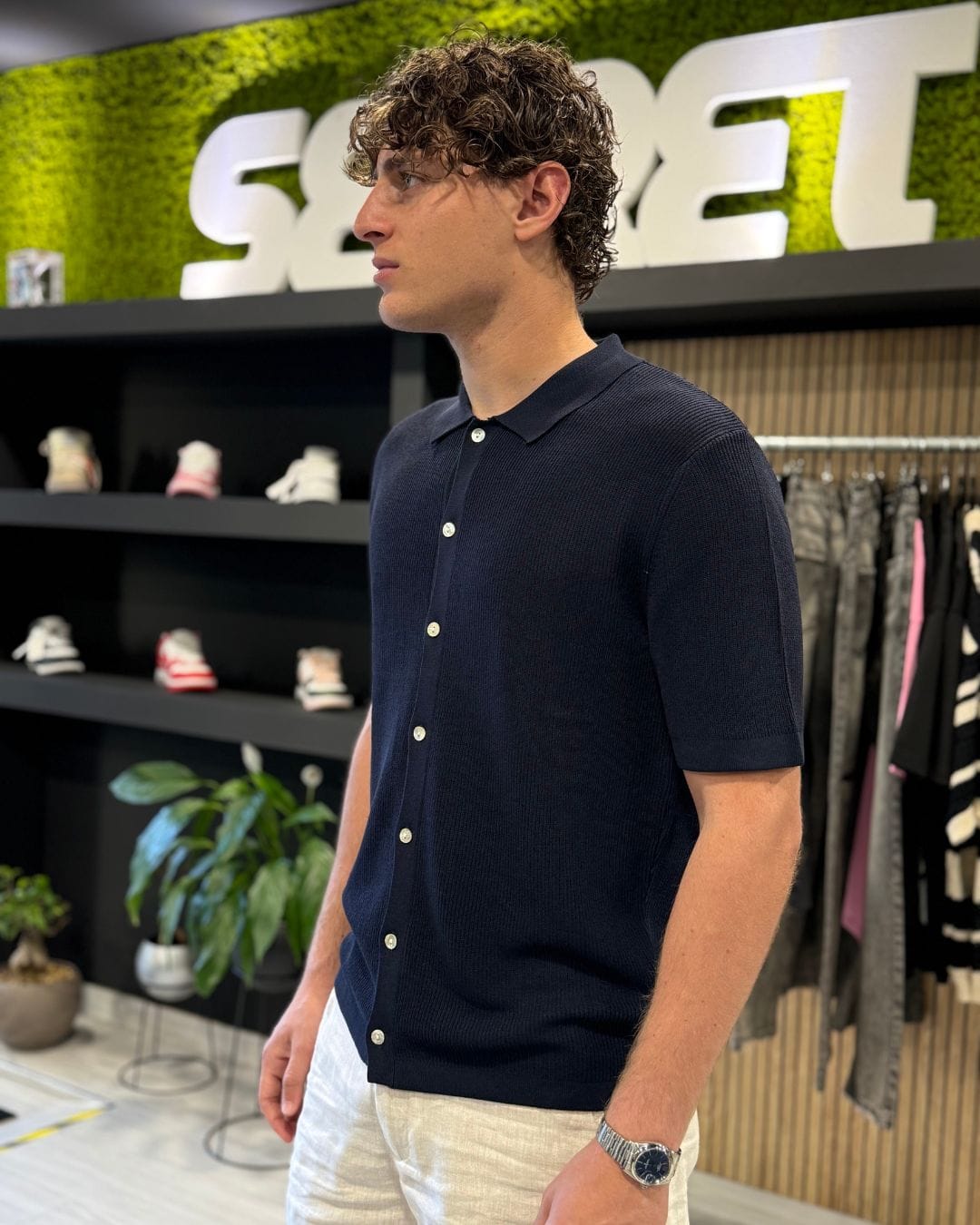 Camicia in filo blu
