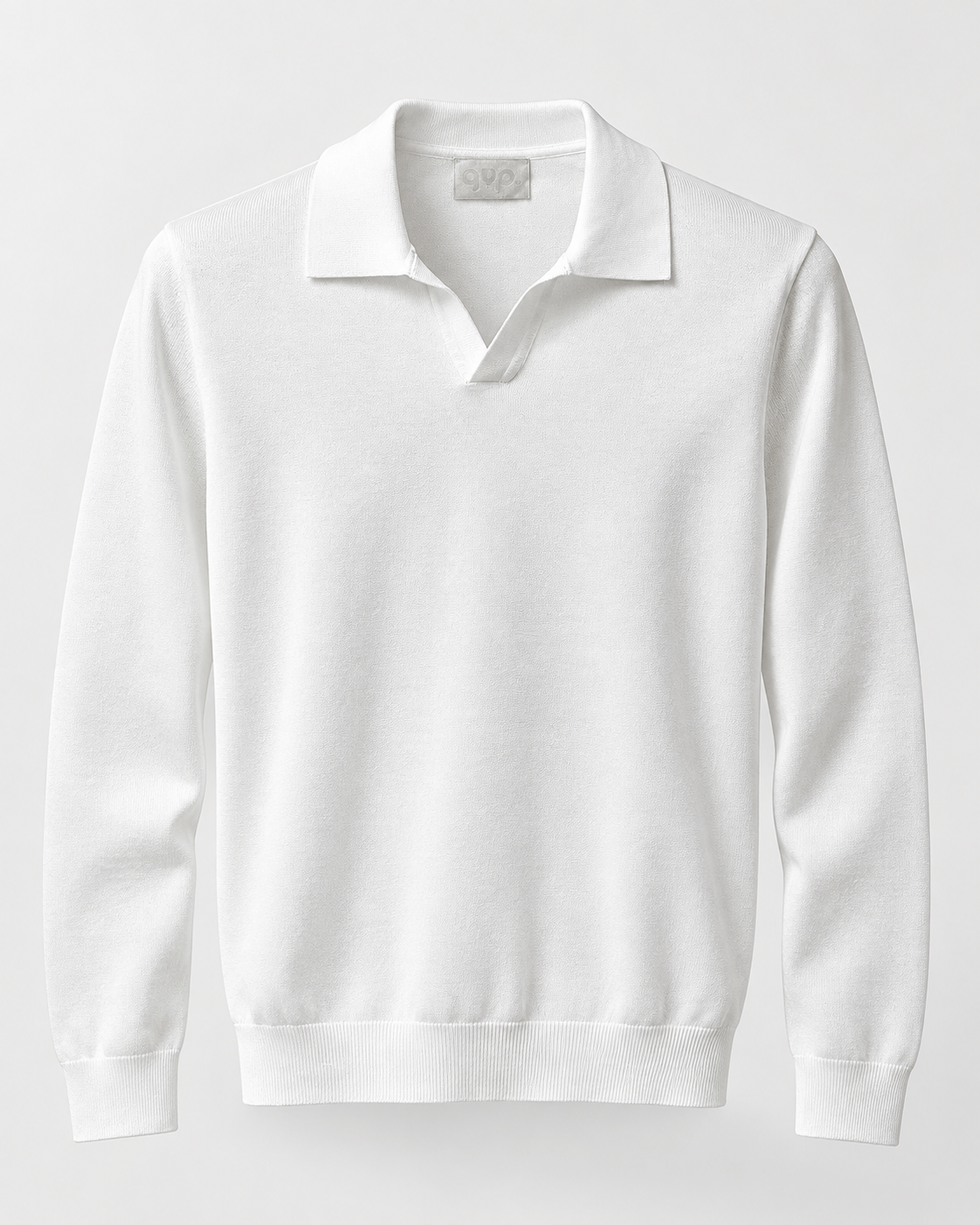 Polo manica lunga V white