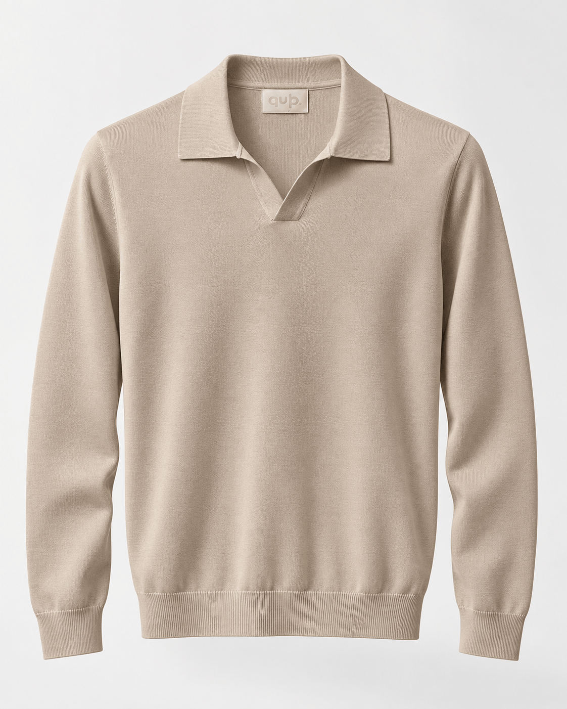 Polo manica lunga V beige