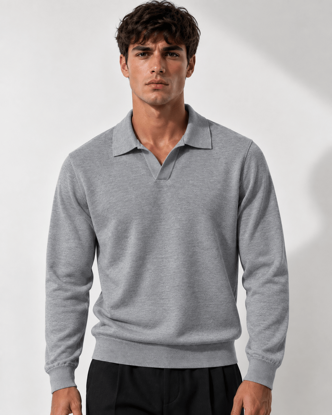 Polo manica lunga V grey