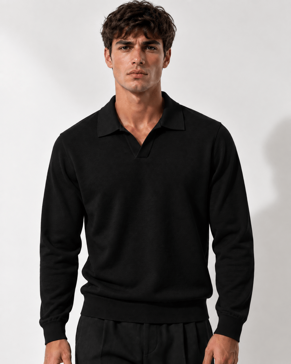 Polo manica lunga V black