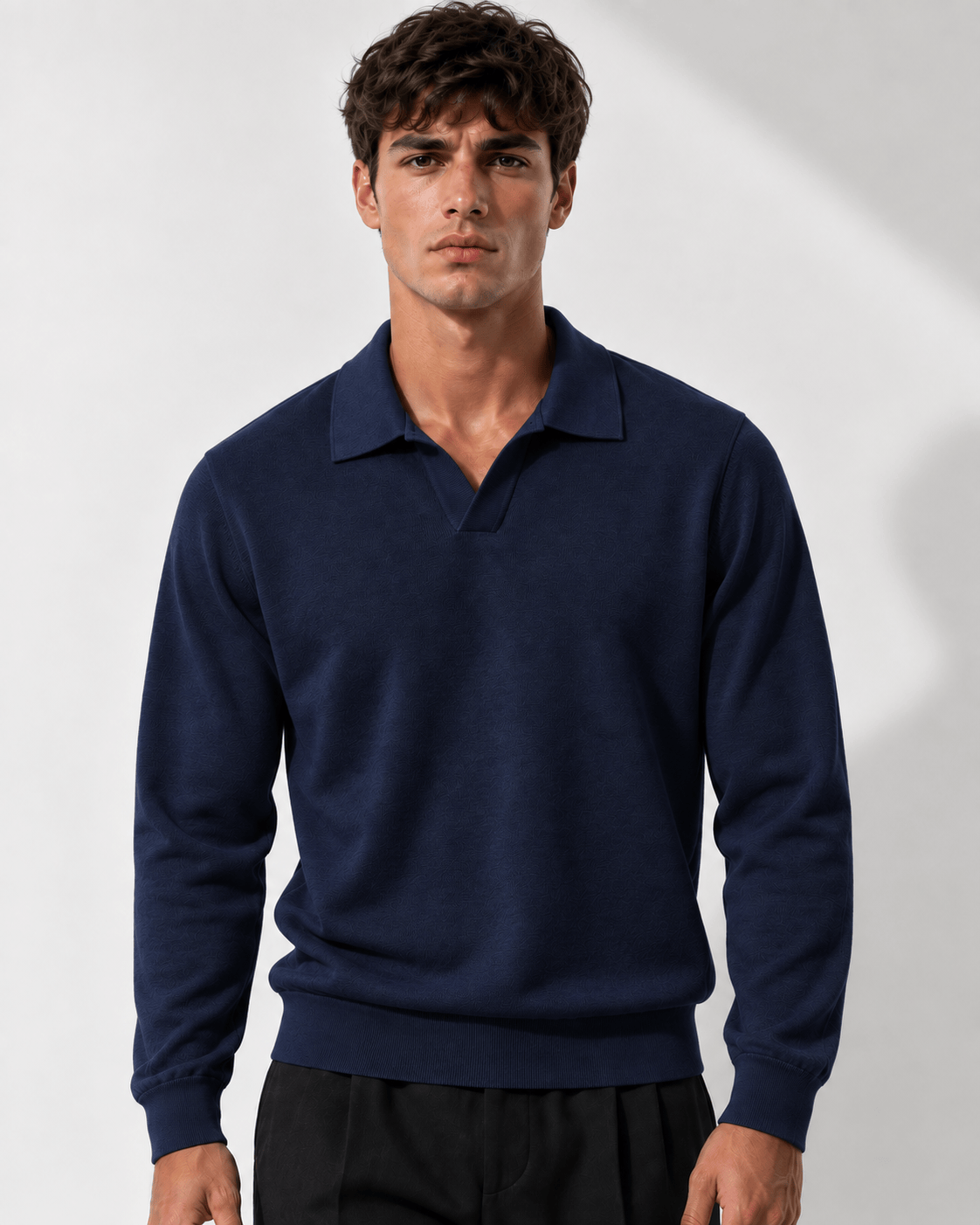 Polo manica lunga V blue