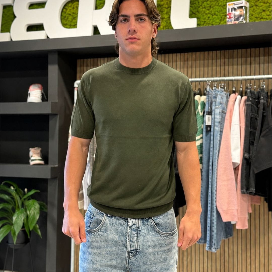 T-Shirt in filo army green