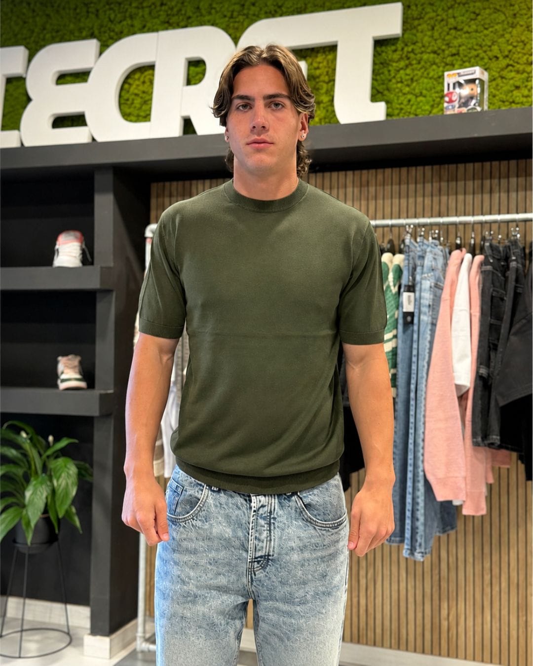 T-Shirt in filo army green