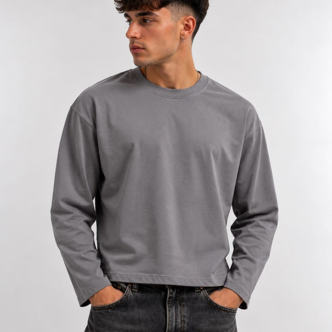Longsleeve Basic Grigio